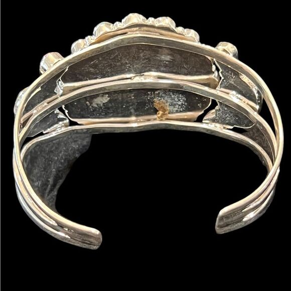 Turquoise and Orange Silver Bracelet - Picture 5 of 6